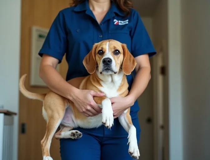 Technician respectfully transporting a deceased dog in Koo Wee Rup